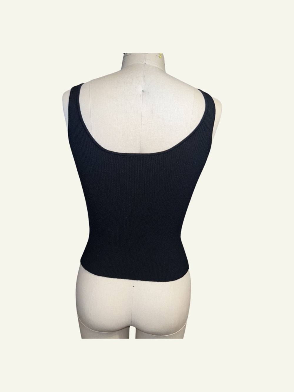 Black Ribbed Tank with Front Keyhole Accents - Picture 4 of 5